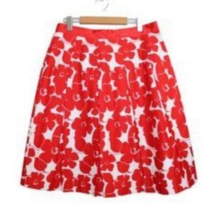 Red and white floral full skirt